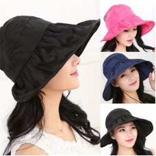 Mujer&apos;s AntiUV Fashion Hats Wide Brim Summer Beach Cotton Sun Hat Cap Fold C0  eb-79312486